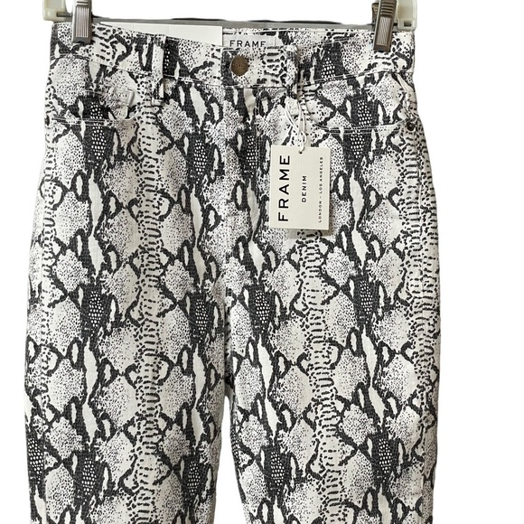 Frame Denim Ali High Rise Cigarette Snake Skin Jeans Size 26 - Picture 2 of 9